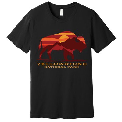 Yellowstone National Park Wyoming Buffalo Bison Sunset Premium T-Shirt