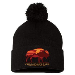 Yellowstone National Park Wyoming Buffalo Bison Sunset Pom Pom 12in Knit Beanie