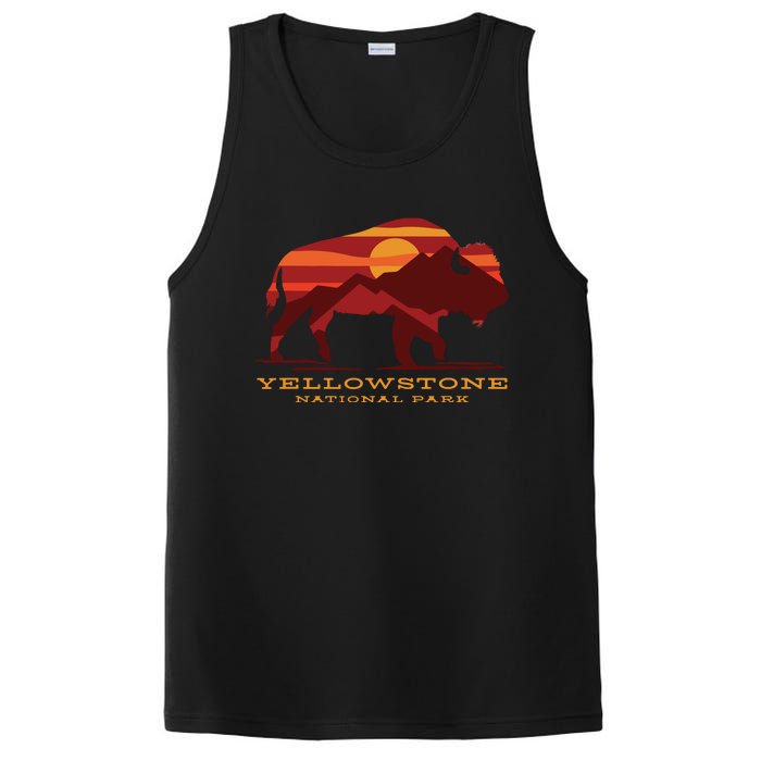 Yellowstone National Park Wyoming Buffalo Bison Sunset PosiCharge Competitor Tank