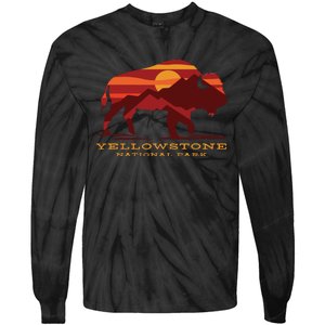 Yellowstone National Park Wyoming Buffalo Bison Sunset Tie-Dye Long Sleeve Shirt