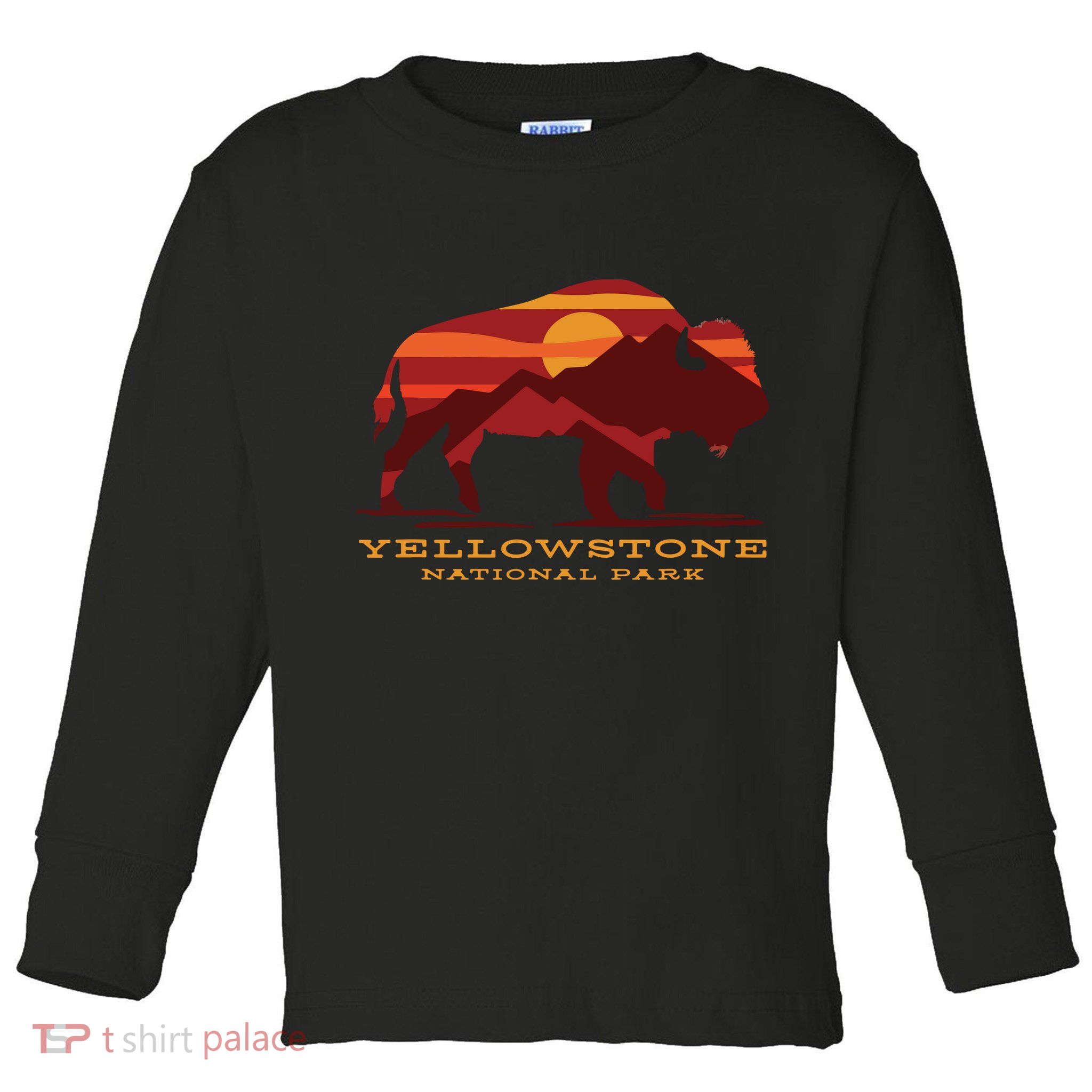 Yellowstone National Park Wyoming Buffalo Bison Sunset Toddler Long Sleeve Shirt