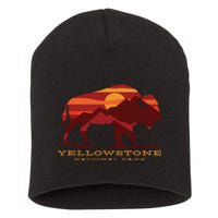 Yellowstone National Park Wyoming Buffalo Bison Sunset Short Acrylic Beanie