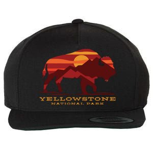 Yellowstone National Park Wyoming Buffalo Bison Sunset Wool Snapback Cap