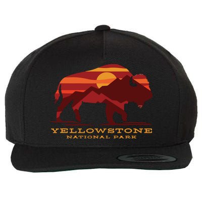 Yellowstone National Park Wyoming Buffalo Bison Sunset Wool Snapback Cap