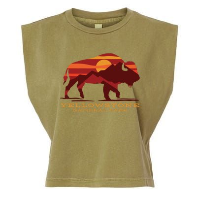 Yellowstone National Park Wyoming Buffalo Bison Sunset Garment-Dyed Women's Muscle Tee