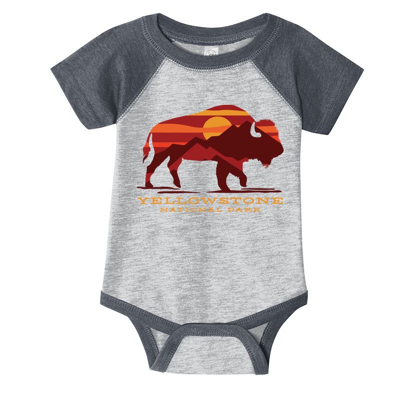 Yellowstone National Park Wyoming Buffalo Bison Sunset Infant Baby Jersey Bodysuit