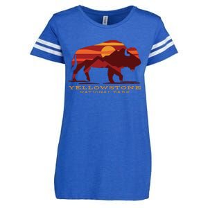 Yellowstone National Park Wyoming Buffalo Bison Sunset Enza Ladies Jersey Football T-Shirt