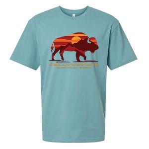 Yellowstone National Park Wyoming Buffalo Bison Sunset Sueded Cloud Jersey T-Shirt