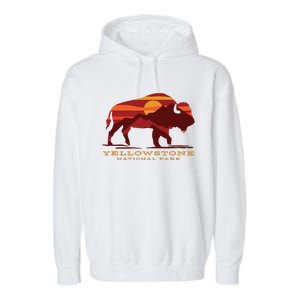 Yellowstone National Park Wyoming Buffalo Bison Sunset Garment-Dyed Fleece Hoodie