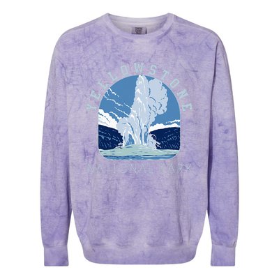 Yellowstone National Park Retro Vintage Old Faithful Colorblast Crewneck Sweatshirt