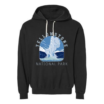 Yellowstone National Park Retro Vintage Old Faithful Garment-Dyed Fleece Hoodie