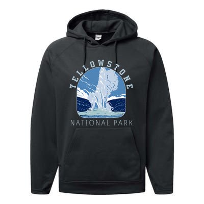 Yellowstone National Park Retro Vintage Old Faithful Performance Fleece Hoodie