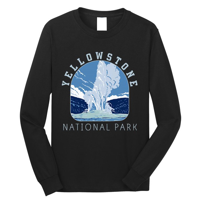 Yellowstone National Park Retro Vintage Old Faithful Long Sleeve Shirt