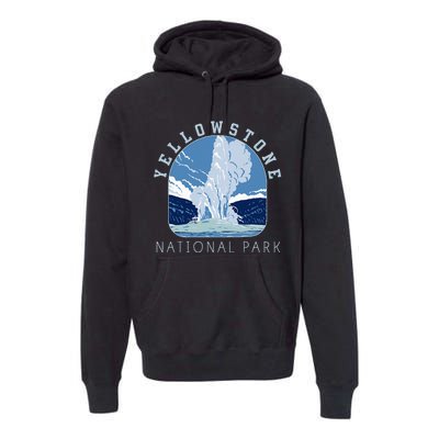 Yellowstone National Park Retro Vintage Old Faithful Premium Hoodie