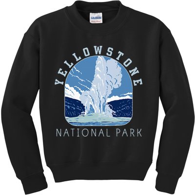 Yellowstone National Park Retro Vintage Old Faithful Kids Sweatshirt