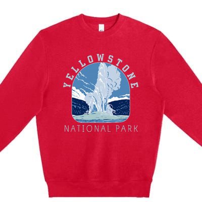 Yellowstone National Park Retro Vintage Old Faithful Premium Crewneck Sweatshirt