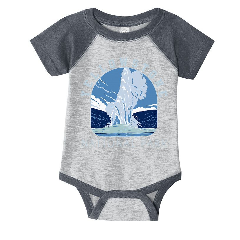 Yellowstone National Park Retro Vintage Old Faithful Infant Baby Jersey Bodysuit