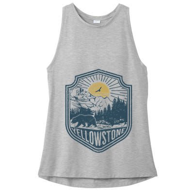 Yellowstone National Park Bear Nature Hiking Outdoors Ladies PosiCharge Tri-Blend Wicking Tank
