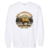 Yellowstone National Park Bison Buffalo Fluffy Cow Vintage Garment-Dyed Sweatshirt