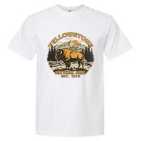 Yellowstone National Park Bison Buffalo Fluffy Cow Vintage Garment-Dyed Heavyweight T-Shirt