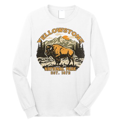 Yellowstone National Park Bison Buffalo Fluffy Cow Vintage Long Sleeve Shirt