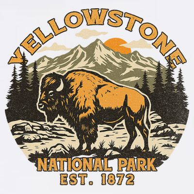 Yellowstone National Park Bison Buffalo Fluffy Cow Vintage T-Shirt