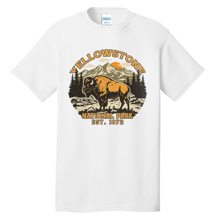 Yellowstone National Park Bison Buffalo Fluffy Cow Vintage Tall T-Shirt