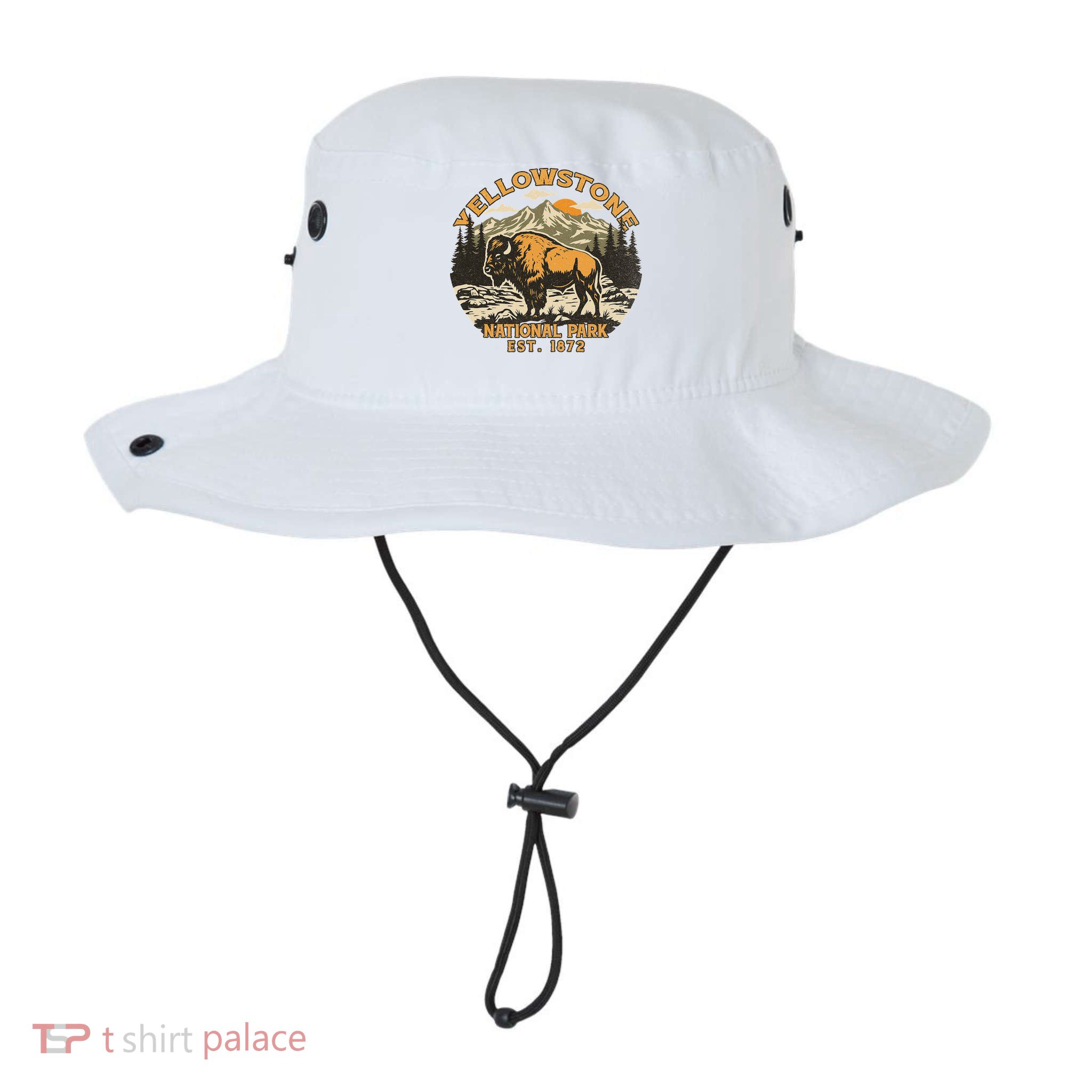 Yellowstone National Park Bison Buffalo Fluffy Cow Vintage Bucket Hat