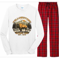 Yellowstone National Park Bison Buffalo Fluffy Cow Vintage Long Sleeve Pajama Set