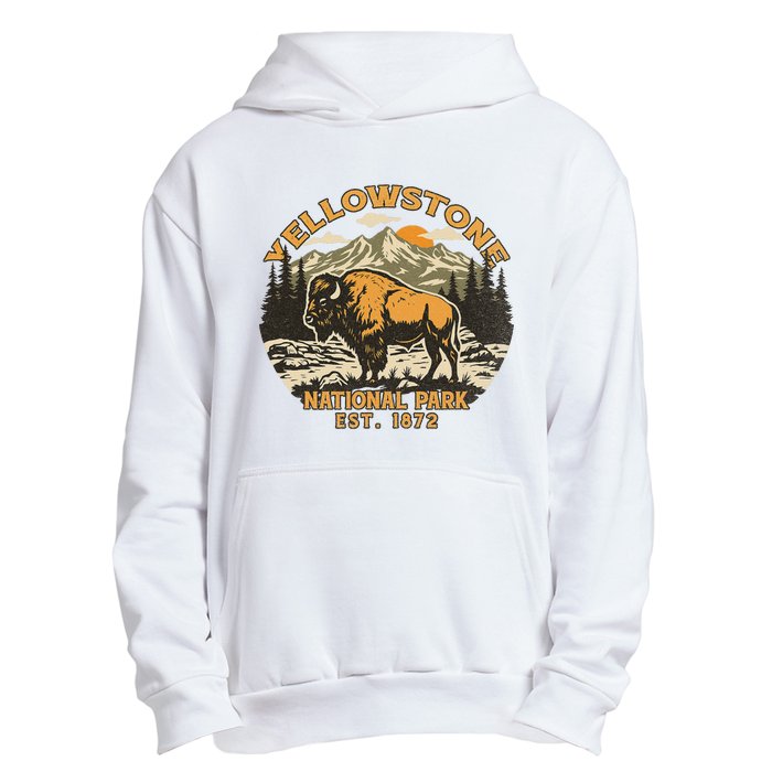 Yellowstone National Park Bison Buffalo Fluffy Cow Vintage Urban Pullover Hoodie