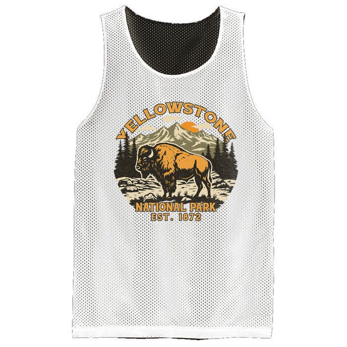 Yellowstone National Park Bison Buffalo Fluffy Cow Vintage Mesh Reversible Basketball Jersey Tank