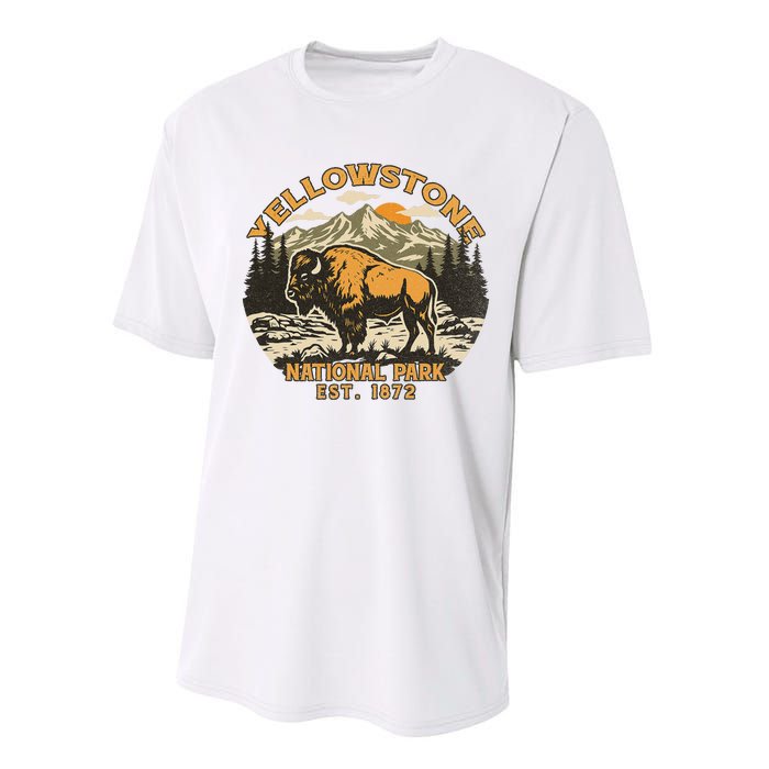 Yellowstone National Park Bison Buffalo Fluffy Cow Vintage Performance Sprint T-Shirt