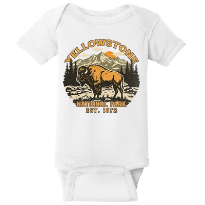 Yellowstone National Park Bison Buffalo Fluffy Cow Vintage Baby Bodysuit
