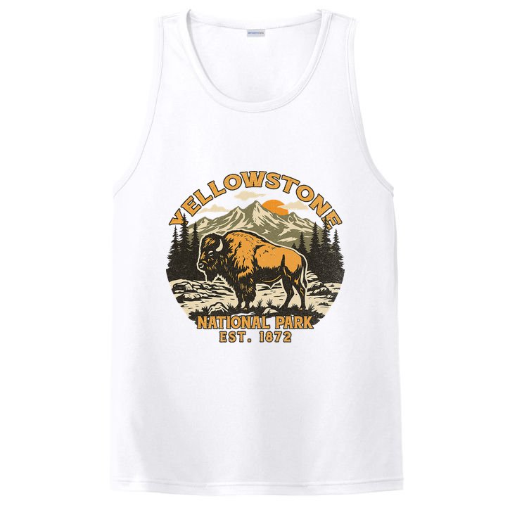 Yellowstone National Park Bison Buffalo Fluffy Cow Vintage PosiCharge Competitor Tank