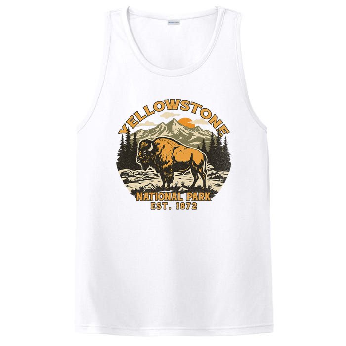 Yellowstone National Park Bison Buffalo Fluffy Cow Vintage PosiCharge Competitor Tank