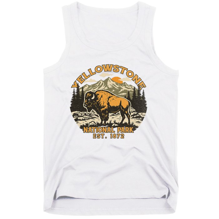 Yellowstone National Park Bison Buffalo Fluffy Cow Vintage Tank Top