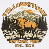 Yellowstone National Park Bison Buffalo Fluffy Cow Vintage Womens T-Shirt