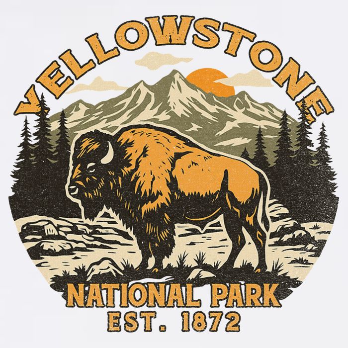Yellowstone National Park Bison Buffalo Fluffy Cow Vintage Womens T-Shirt
