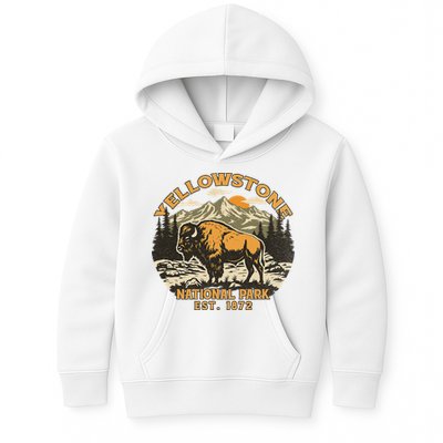 Yellowstone National Park Bison Buffalo Fluffy Cow Vintage Kids Hoodie
