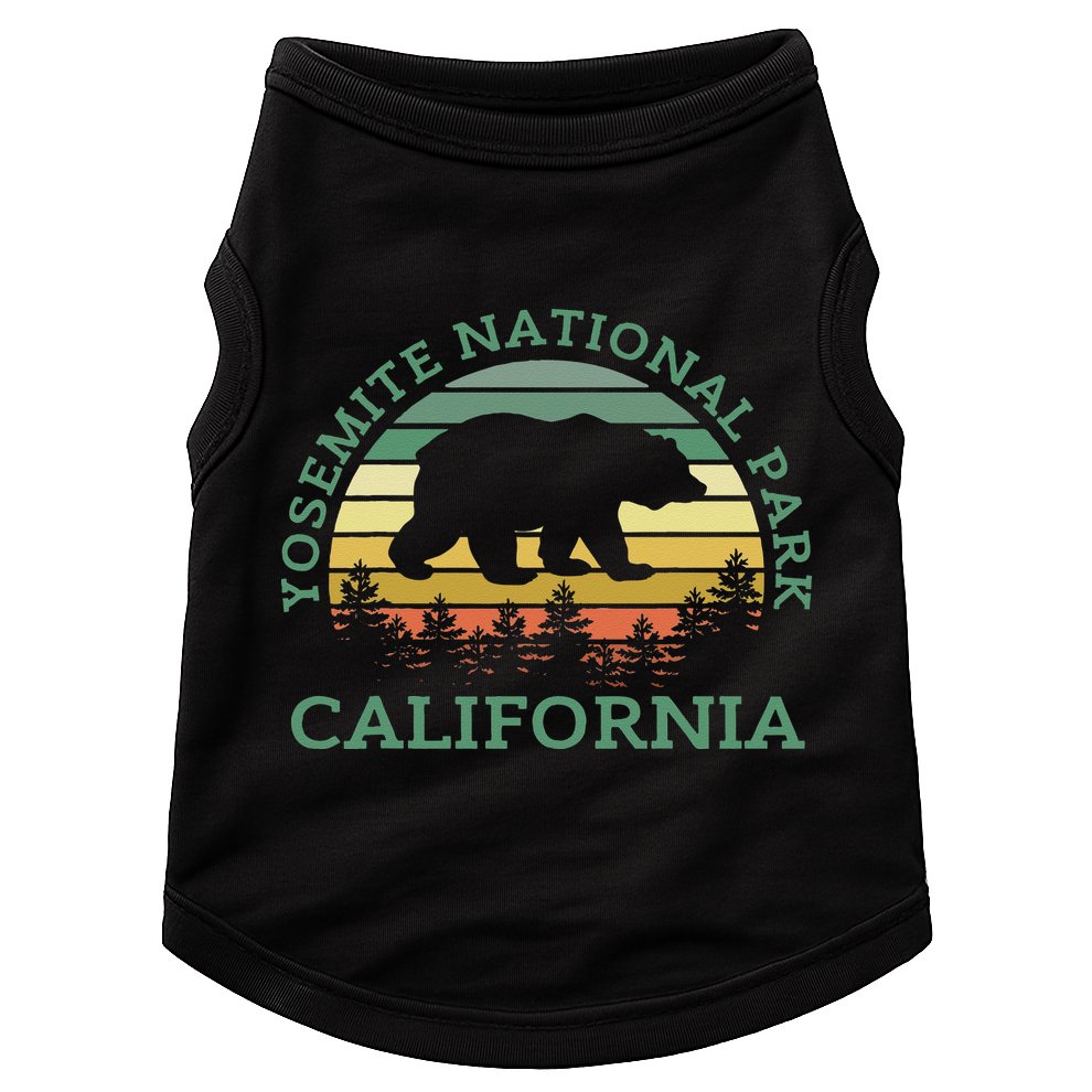 Yosemite National Park California Bear Nature Outdoors Retro Doggie Tank
