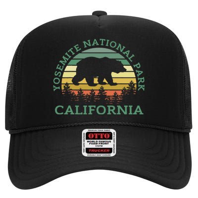 Yosemite National Park California Bear Nature Outdoors Retro High Crown Mesh Back Trucker Hat