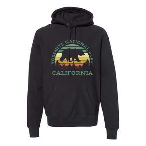 Yosemite National Park California Bear Nature Outdoors Retro Premium Hoodie