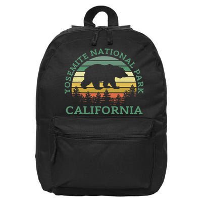 Yosemite National Park California Bear Nature Outdoors Retro 16 in Basic Backpack