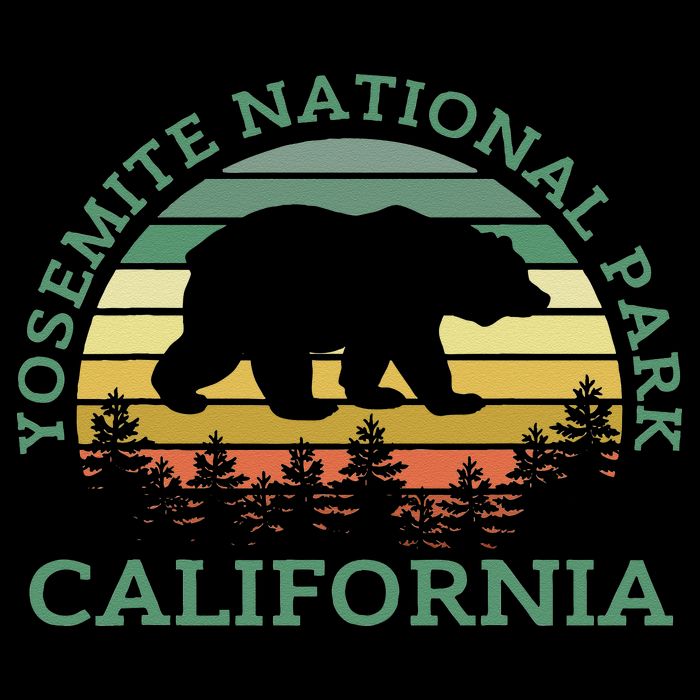 Yosemite National Park California Bear Nature Outdoors Retro Womens Tank Top