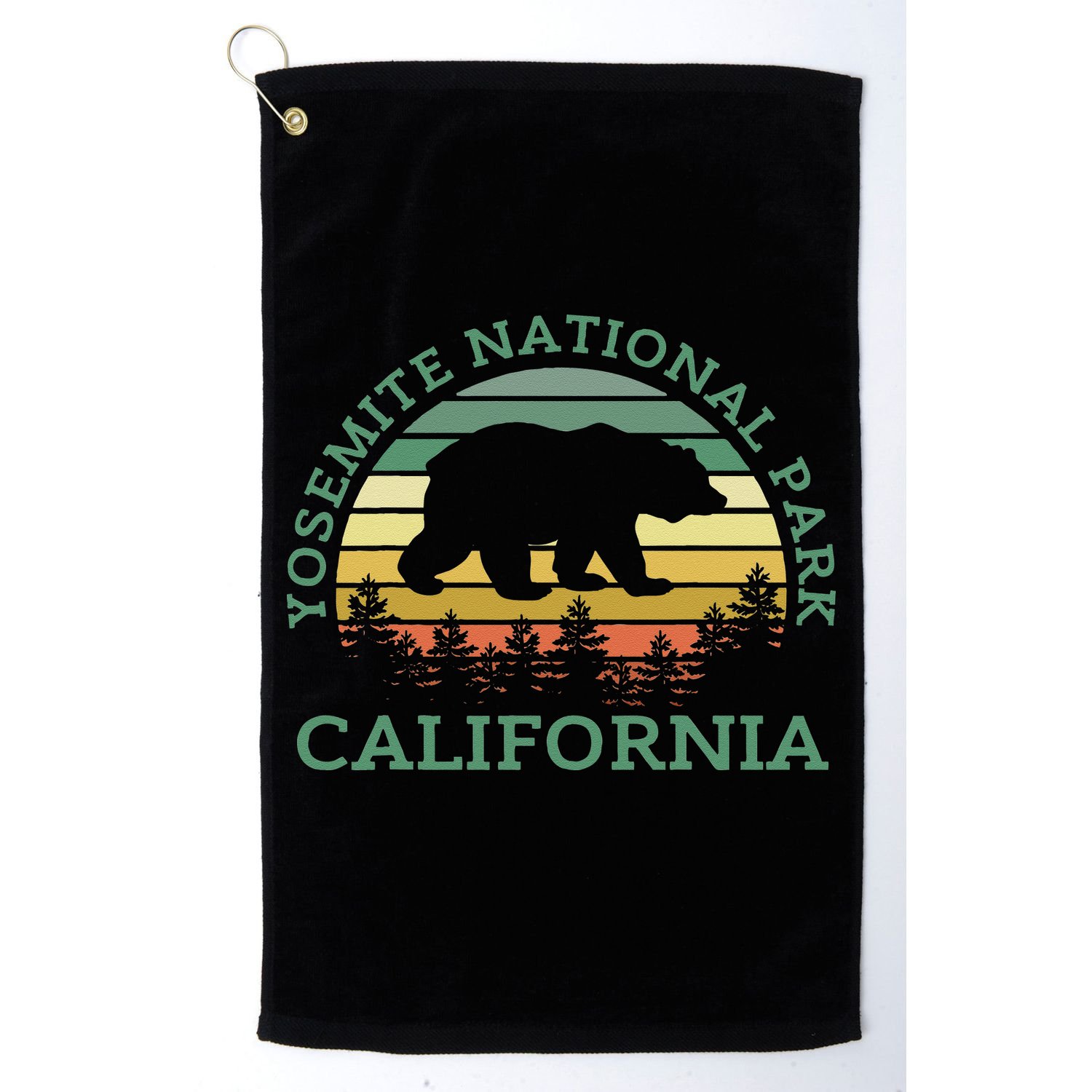 Yosemite National Park California Bear Nature Outdoors Retro Golf Towel