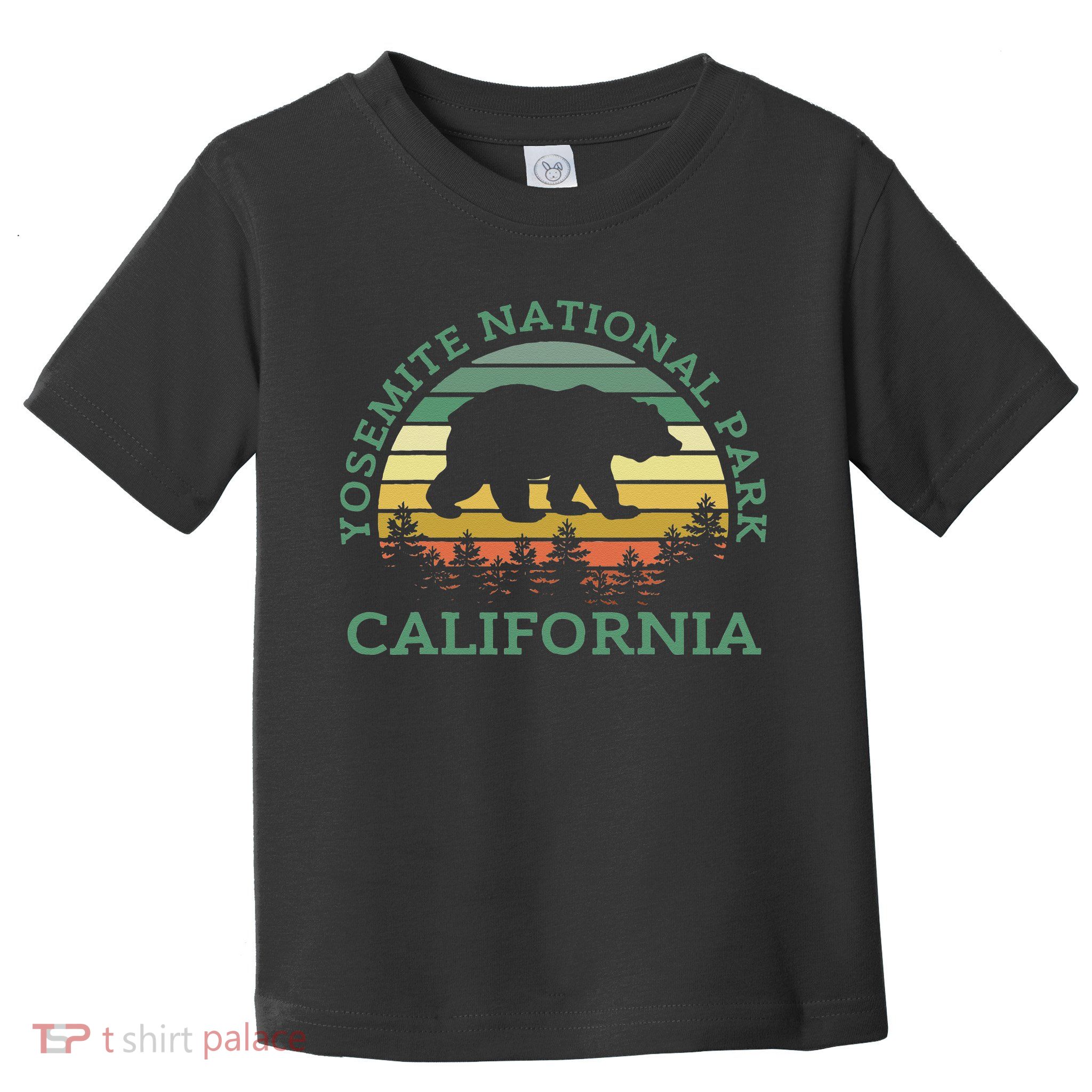 Yosemite National Park California Bear Nature Outdoors Retro Toddler T-Shirt