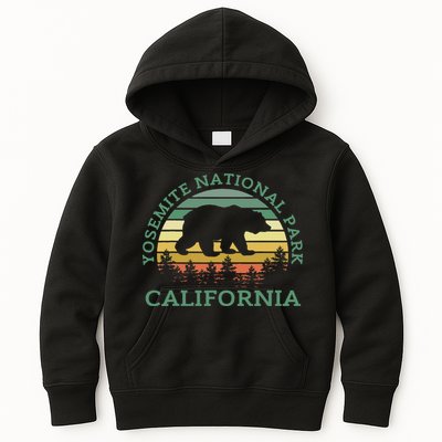 Yosemite National Park California Bear Nature Outdoors Retro Kids Hoodie