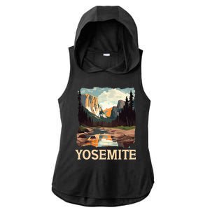 Yosemite National Park Adventure Hiking Nature Design Ladies PosiCharge Tri-Blend Wicking Draft Hoodie Tank