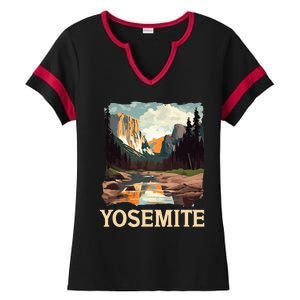 Yosemite National Park Adventure Hiking Nature Design Ladies Halftime Notch Neck Tee