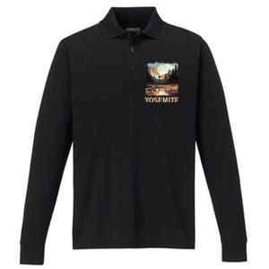 Yosemite National Park Adventure Hiking Nature Design Performance Long Sleeve Polo